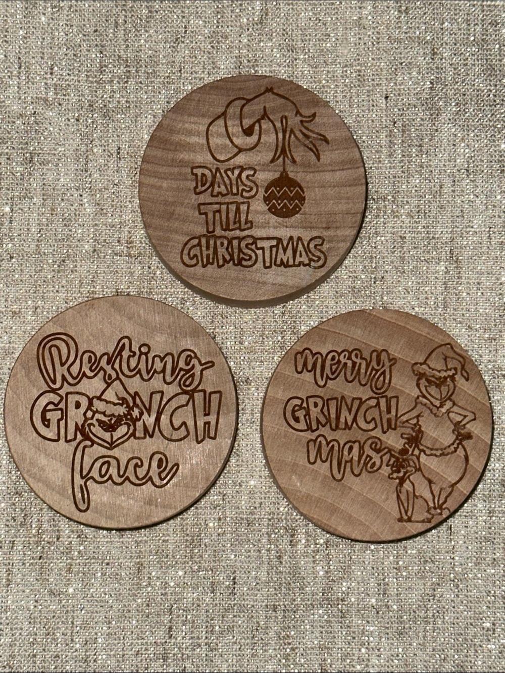 Christmas Grinch Wooden Magnetic Bottle Opener Set of 3 Like New